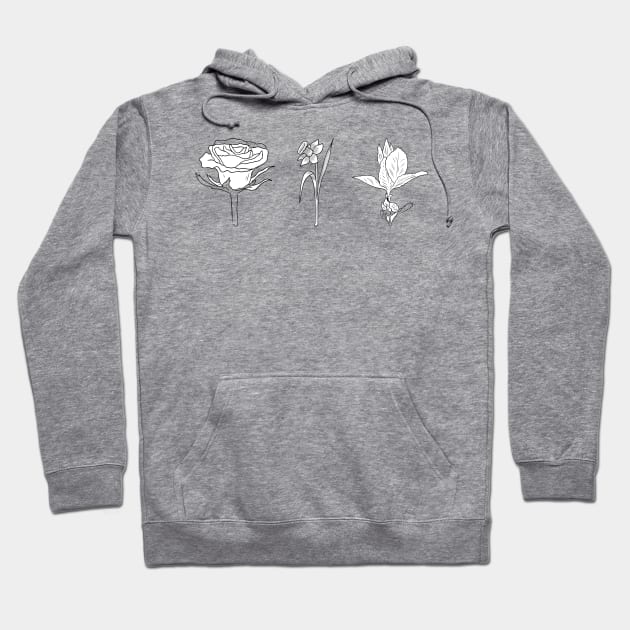 black rose flower line art design Hoodie by Artistic_st